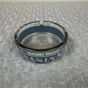 Vintage MCM Caesars Palace Blue Glass Ashtray